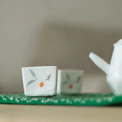 Jingdezhen | Lanting | Handmade Summer Fruit Tea Cup - Square