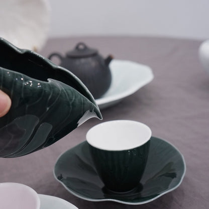 Jingdezhen | Gezhan | Lily Pad Tea Cup with Saucer Pair Set