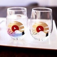 Sakura Mt. Fuji Glass Cup Set (Color Changing with Tempurature）