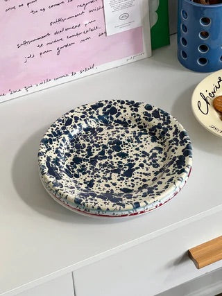 Crow Canyon | Coupe Salad Plate (Splatter Navy & Cream)