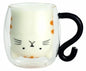 Cat Double Glass Mug - Black Tail Cool Face