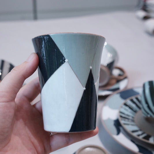 Jingdezhen | Xiaoxi | Geometric Pattern Splicing Tumbler