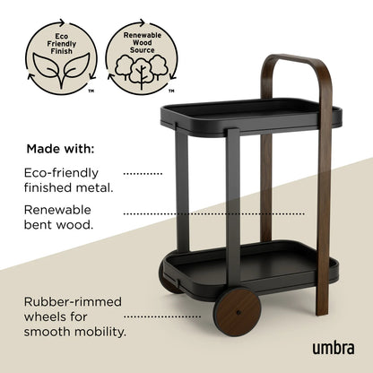 Umbra | Bellwood Bar & Serving Cart - Black Walnut (Pick up & Delivery Only)