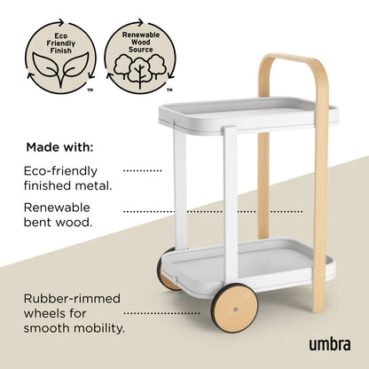 Umbra | Bellwood Bar & Serving Cart - White Natural (Pick up & Delivery Only)