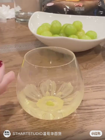 Gerbara Daisy Glass Tumbler Gift Set