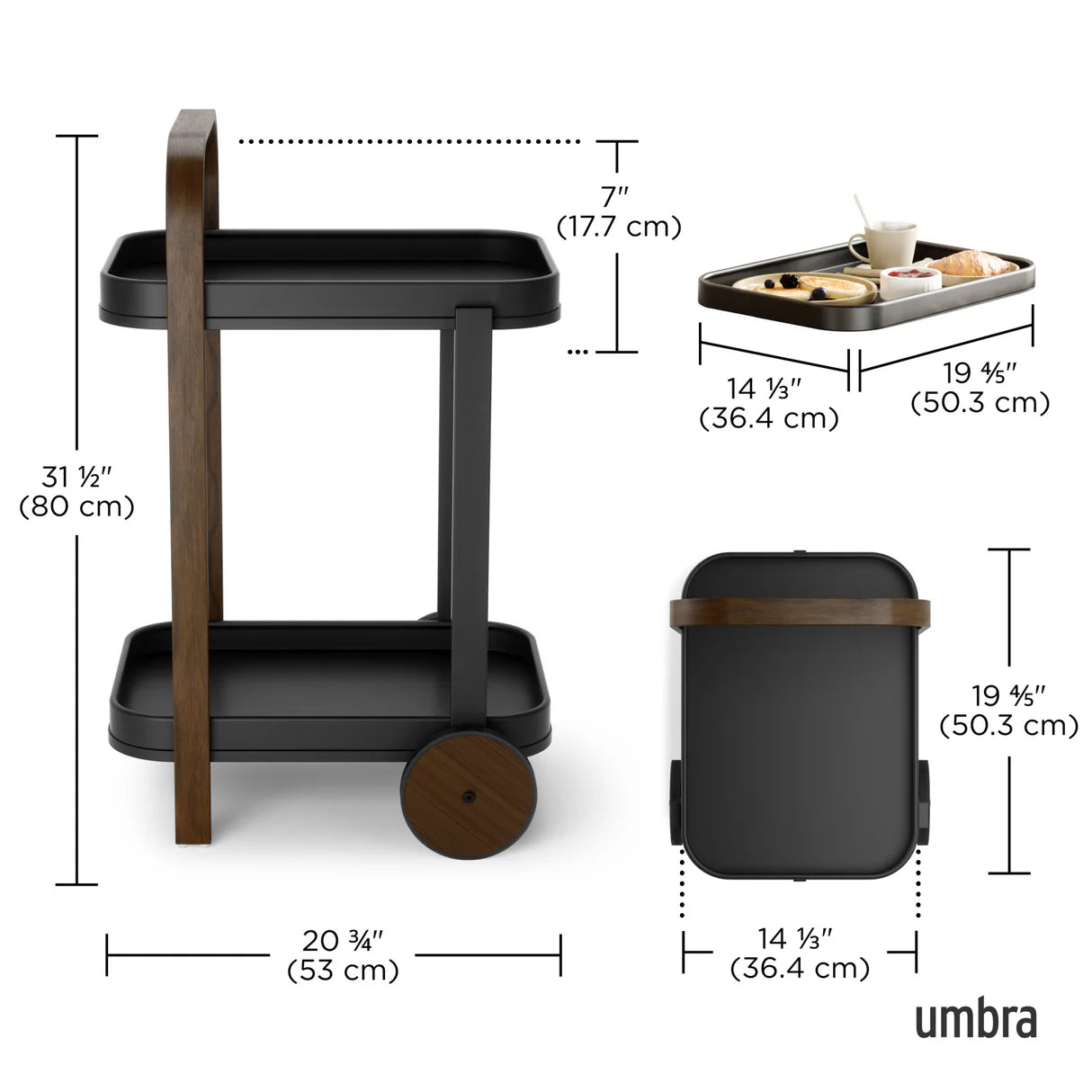 Umbra | Bellwood Bar & Serving Cart - Black Walnut (Pick up & Delivery Only)