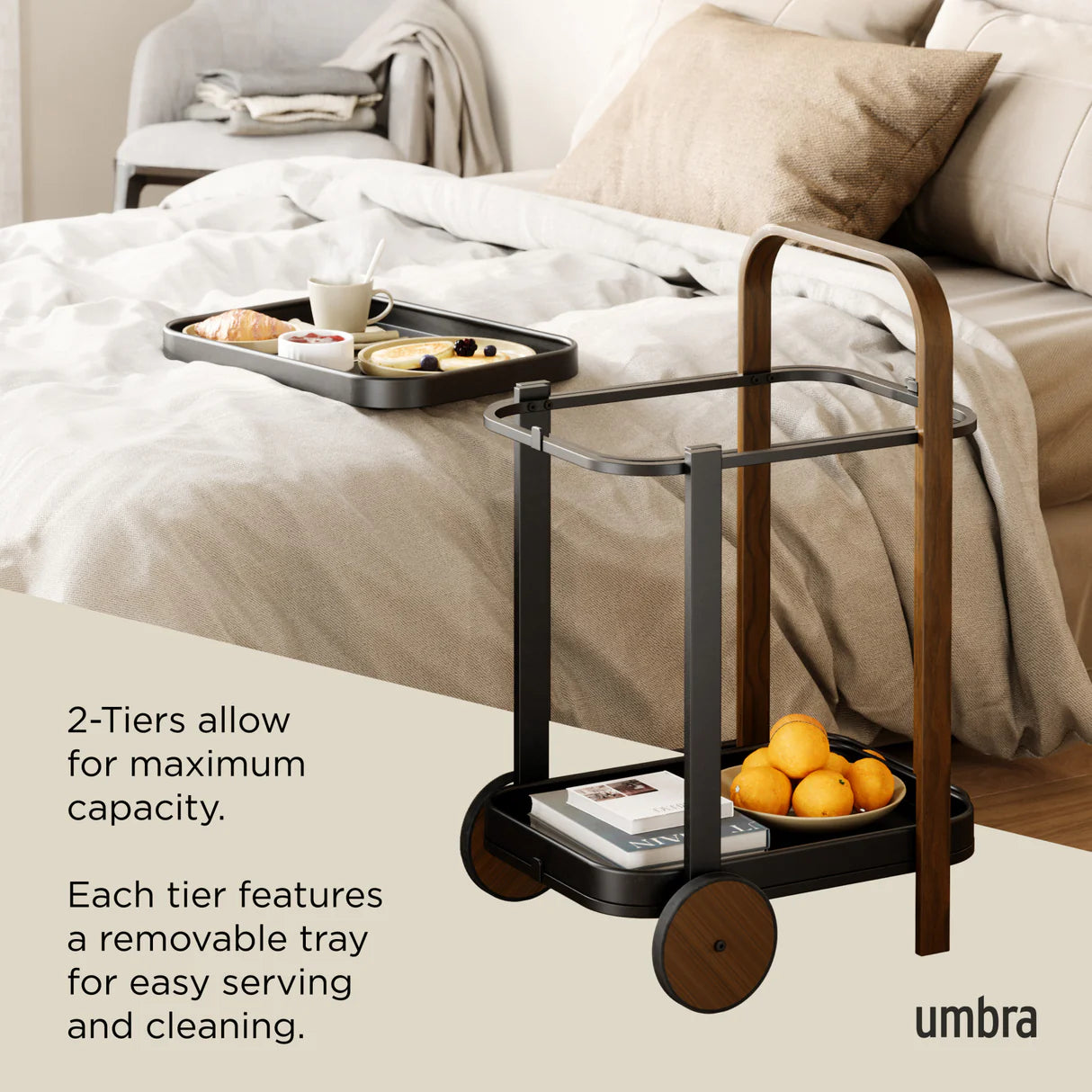 Umbra | Bellwood Bar & Serving Cart - Black Walnut (Pick up & Delivery Only)